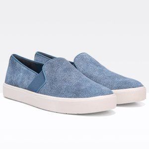 Vince Blair Indigo Blue Suede Leather Slip On Sneakers